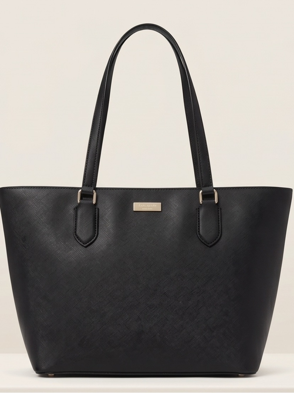 Kate Spade Black Saffiano Tote with Gold Plaque